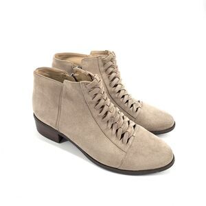 $270 Anthropologie Klub Nico Bertie Laced Suede Booties Size 6 Beige Brown Boots